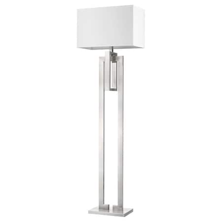 Homeroots 64 x 19 x 10 in. Precision 1-Light Brushed Nickel Floor Lamp with Ivory Shantung Shade 397943